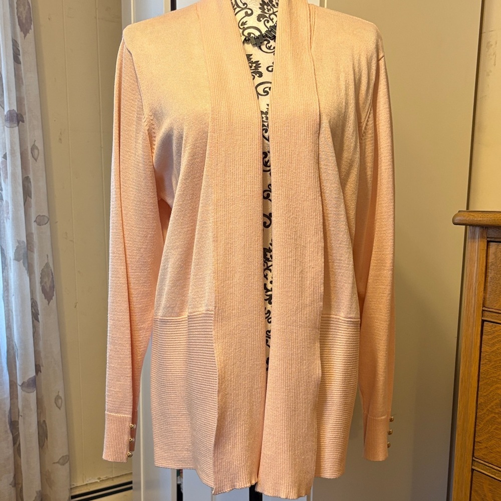 Women's Pale Peachy Pink Open Front Sweater Size 1X